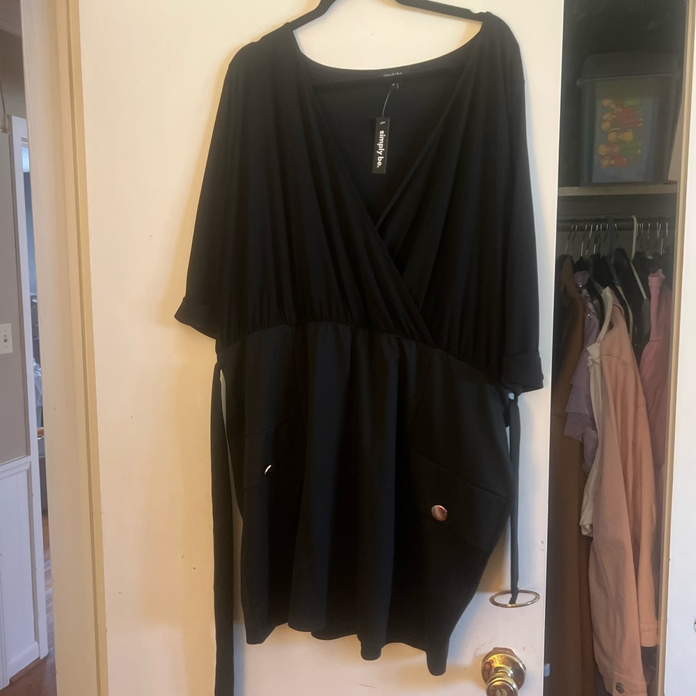 Simply Be black dress with gold belt